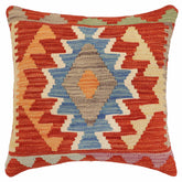 handmade Traditional Pillow Rust Blue Hand-Woven SQUARE 100% WOOL  Hand woven turkish pillow  3 x 5